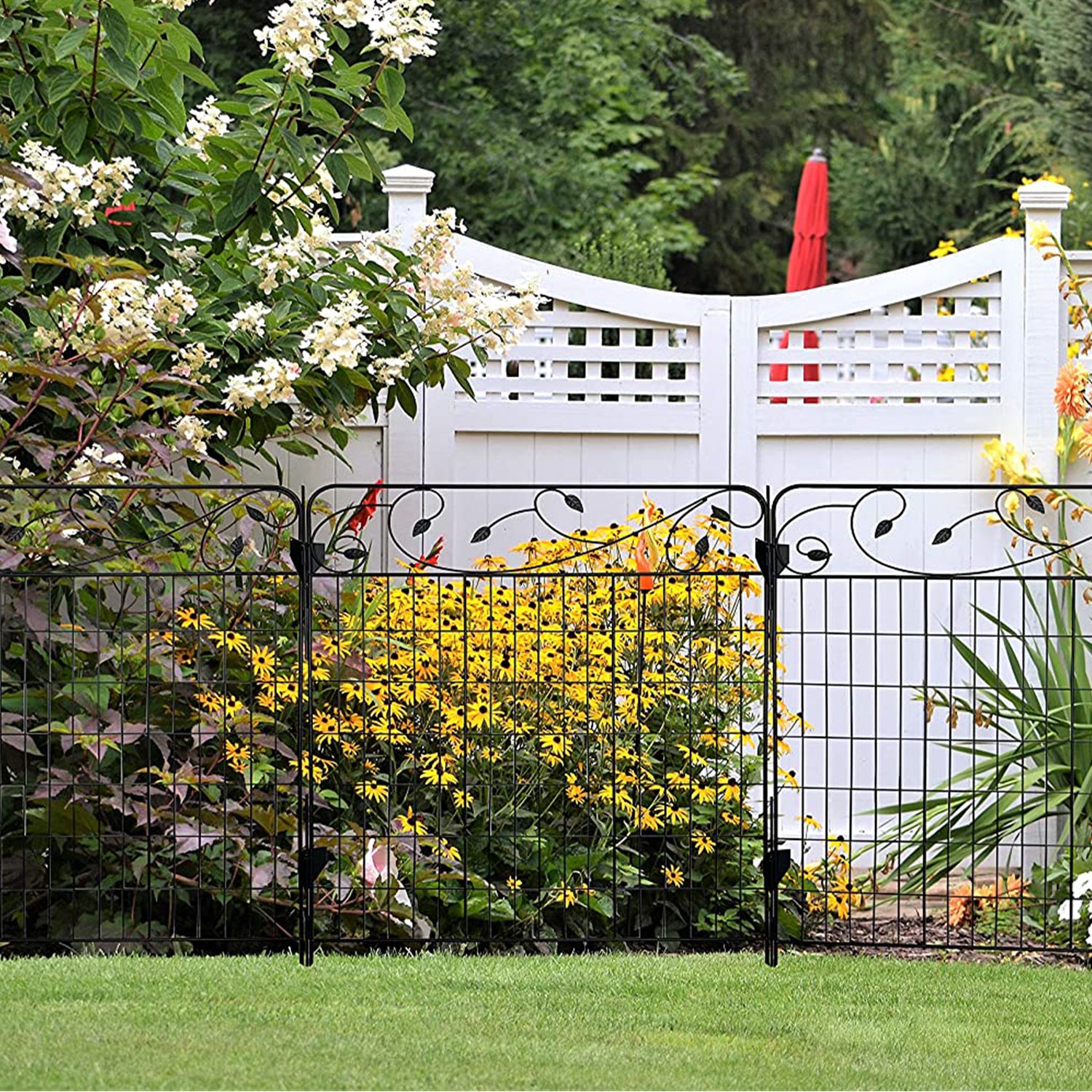 Ashman Garden Fence 44in x 3ft - Outdoor Rustproof Metal Landscape